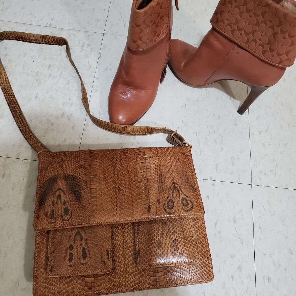 Vintage Genuine Python Shoulder Bag Euc